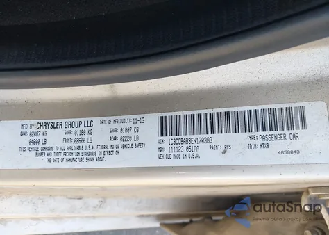 2014 Chrysler 200 Lx из США, поврежденный, VIN 1C3CCBAB3EN170383